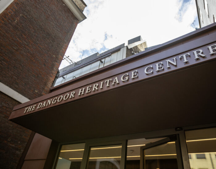 showing name The Dangoor Heritage Centre on front of building